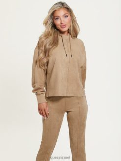 GUESS נשים קפוצ'ון זמש אקו זורינה F8RV1864 לבוש כדור בז'