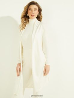 GUESS נשים קרדיגן קמיל עם חזית פתוחה F8RV970 לבוש לבן שמנת