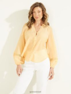 GUESS נשים ריאן וואל העליון F8RV1662 לבוש מעט אפרסק מולטי