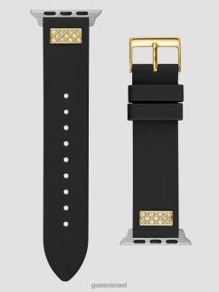 GUESS נשים רצועת ריינסטון סיליקון 38-40 מ"מ לשעון אפל F8RV3580 אבזר עור נחש שחור