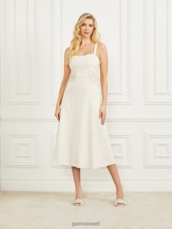 GUESS נשים שמלה ללא שרוולים של לוריין F8RV437 לבוש עצם שנהב