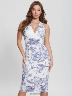 GUESS נשים שמלה פרחונית של איזבלה F8RV456 לבוש פרח פורצלן