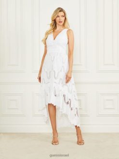 GUESS נשים שמלה רקומה אנג'ליקה F8RV464 לבוש בלאן פור