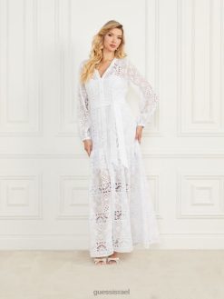 GUESS נשים שמלה רקומה של קסנדרה F8RV475 לבוש בלאן פור