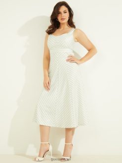 GUESS נשים שמלה של איזבל F8RV874 לבוש פסי שמיים שלווים