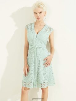 GUESS נשים שמלה של מיקונוס F8RV630 לבוש דקל אלוורה