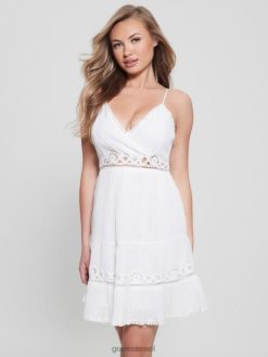 GUESS נשים שמלה quincy F8RV489 לבוש לבן טהור