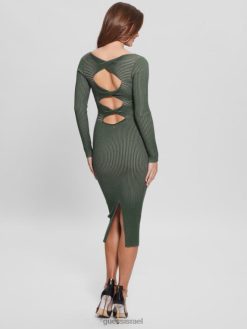 GUESS נשים שמלת אקו לונה טוויסט בגזרה F8RV750 לבוש טחב מחצלת מולטי