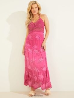 GUESS נשים שמלת וונדה F8RV782 לבוש דרקון סגול