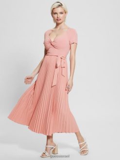 GUESS נשים שמלת חגורה אקולוגית F8RV294 לבוש ורד אמצע קיץ