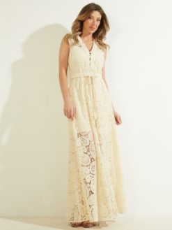 GUESS נשים שמלת כרתים F8RV879 לבוש צדפת פנינה