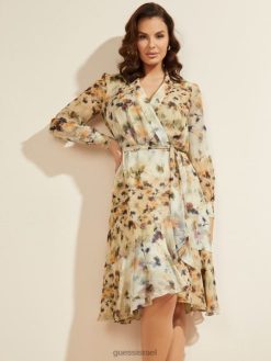 GUESS נשים שמלת מידי סומק פרחוני F8RV867 לבוש הדפס סומק פרחוני