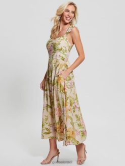 GUESS נשים שמלת מידי של סוזנה F8RV685 לבוש היביסקוס של ירושה