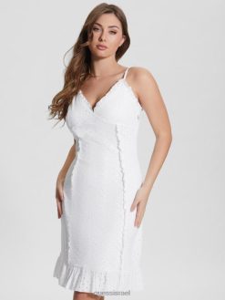 GUESS נשים שמלת מיני אמל פייזלי F8RV424 לבוש לבן טהור