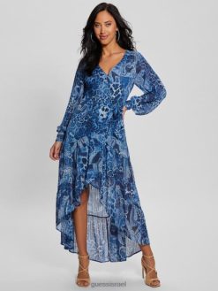 GUESS נשים שמלת מקסי מעטפת אקולוגית nuovo bahia F8RV314 לבוש קשמיר הים הנורדי