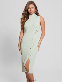 GUESS נשים שמלת סוודר לואיזה F8RV683 לבוש ירוק מעורפל