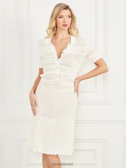 GUESS נשים שמלת סוודר של ג'אנל F8RV604 לבוש פנינה חיוורת