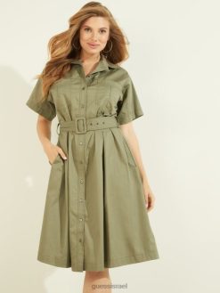 GUESS נשים שמלת סלין F8RV889 לבוש לשטוף באי