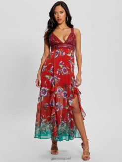 GUESS נשים שמלת סרינה אקולוגית F8RV373 לבוש גבול טרזה