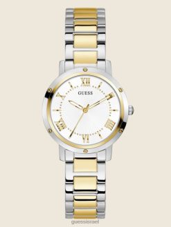 GUESS נשים שעון אנלוגי דו-גוני F8RV3565 אבזר ורוד זהב