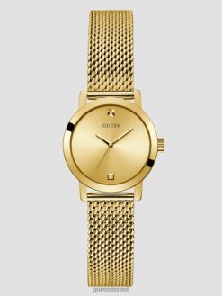 GUESS נשים שעון אנלוגי רשת יהלום F8RV3620 אבזר זהב