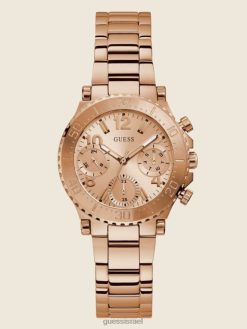 GUESS נשים שעון רב תכליתי F8RV3628 אבזר ורוד זהב