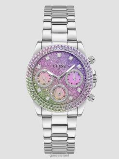 GUESS נשים שעון רב תכליתי ombre F8RV3587 אבזר כסף