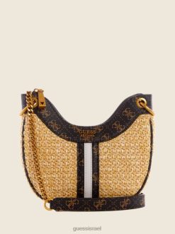 GUESS נשים שקית נווד מיני kasinta raffia F8RV2993 תיקים כביסה בלו/בלה סרה