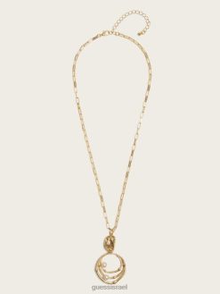 GUESS נשים שרשרת מסלול פנינים F8RV3919 אבזר זהב