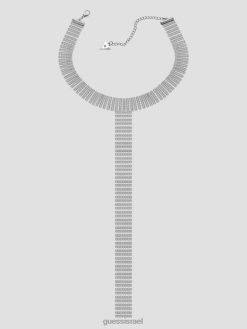 GUESS נשים שרשרת צווארון ריינסטון F8RV3849 אבזר כסף