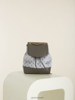 GUESS נשים תיק גב קימי קטיפה F8RV3212 תיקים ורוד זהב/אפור עשן