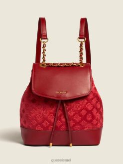 GUESS נשים תיק גב קימי קטיפה F8RV3216 תיקים שטיפת קמטים שחורה אותנטית