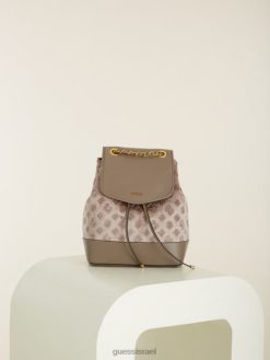 GUESS נשים תיק גב קימי קטיפה F8RV3218 תיקים אָפוֹר חוּם