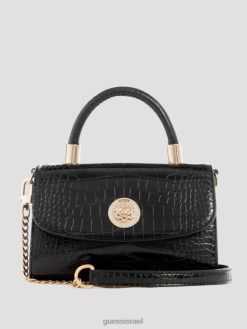 GUESS נשים תיק ידית רוק העליון F8RV2787 תיקים הדפס פרחוני שחור
