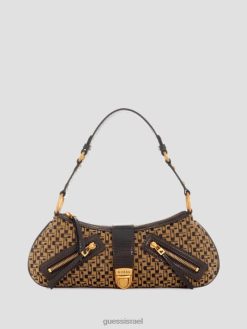 GUESS נשים תיק כתף בעל רוכסן וינטג' F8RV3041 תיקים מולטי חום