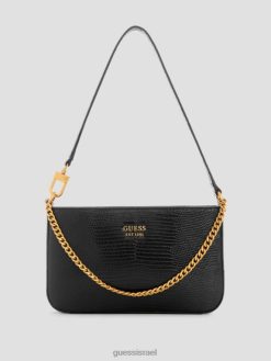 GUESS נשים תיק כתף מיני לטאה קייטי F8RV3013 תיקים הדפס פרחוני שחור