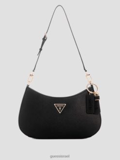 GUESS נשים תיק כתף של נואל F8RV3016 תיקים הדפס פרחוני שחור