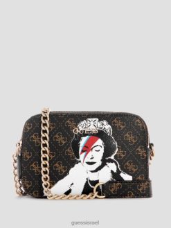 GUESS נשים תיק מצלמה queen quattro g לוגו F8RV2894 תיקים שטיפת בלו/לה במבה