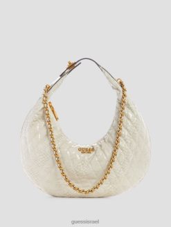 GUESS נשים תיק נווד מרופד Dema F8RV2999 תיקים לבן