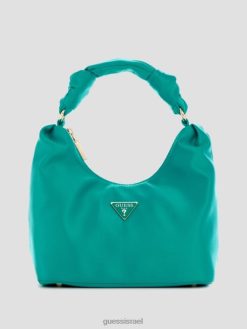 GUESS נשים תיק נווד סאטן ולינה F8RV3039 תיקים צבע חוט אפור