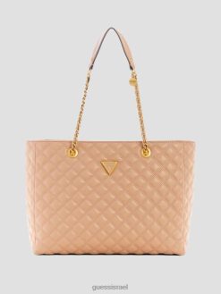 GUESS נשים תיק שקית מרופד בקפידה F8RV3101 תיקים הצפה בז'