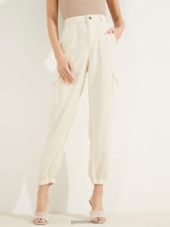 GUESS נשים eco bowie cargo chino F8RV2139 לבוש מולטי שמנת לבן