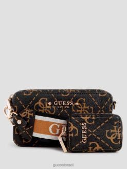 GUESS נשים rea quattro g mini מצלמה Crossbody F8RV2754 תיקים מולטי חום